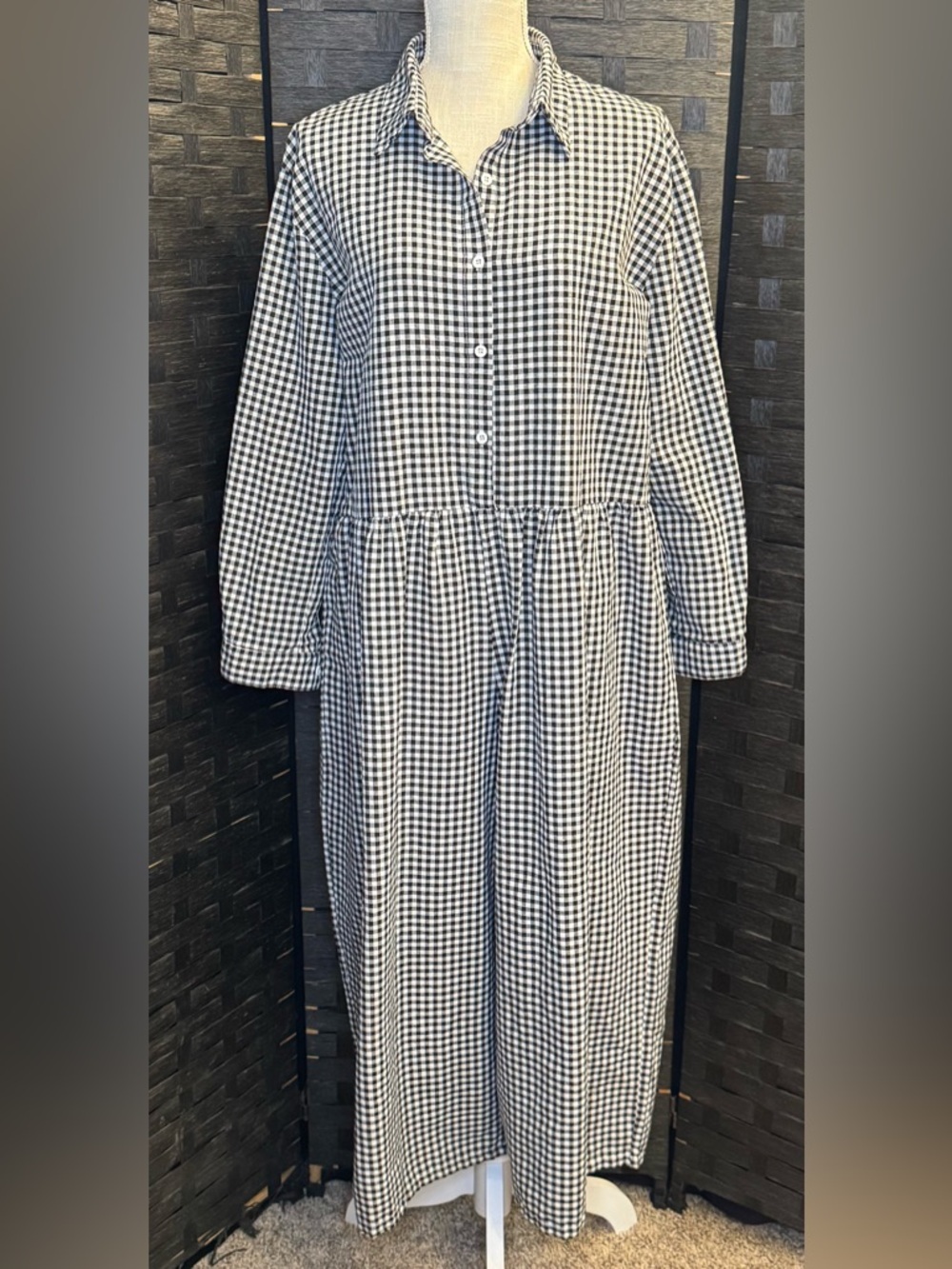 Black and White Checkered Button-Front Women’s Romper